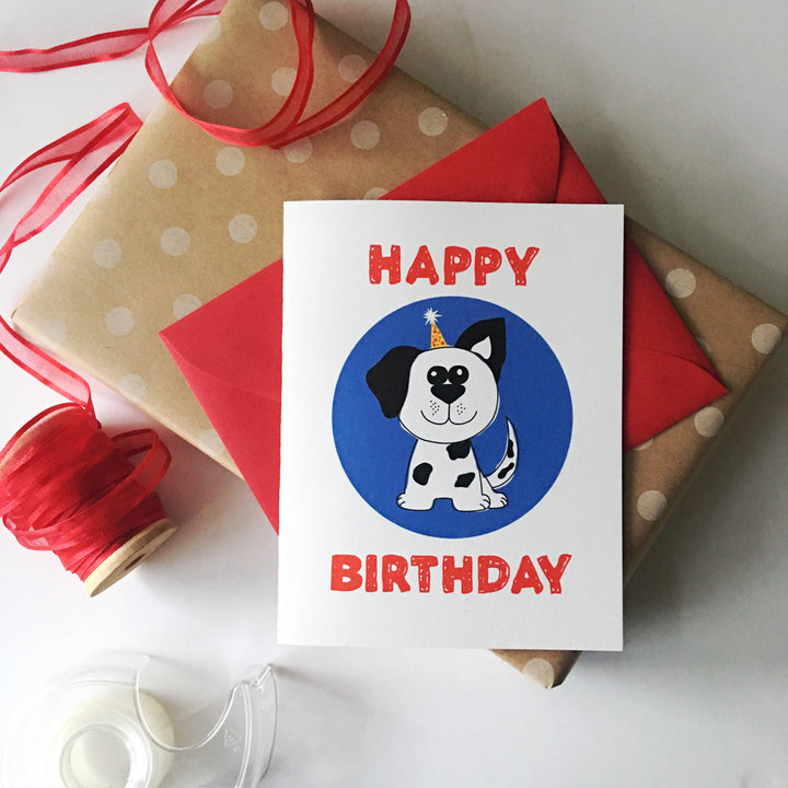 Puppy Dog Birthday Card - kid greeting card boys or girls
