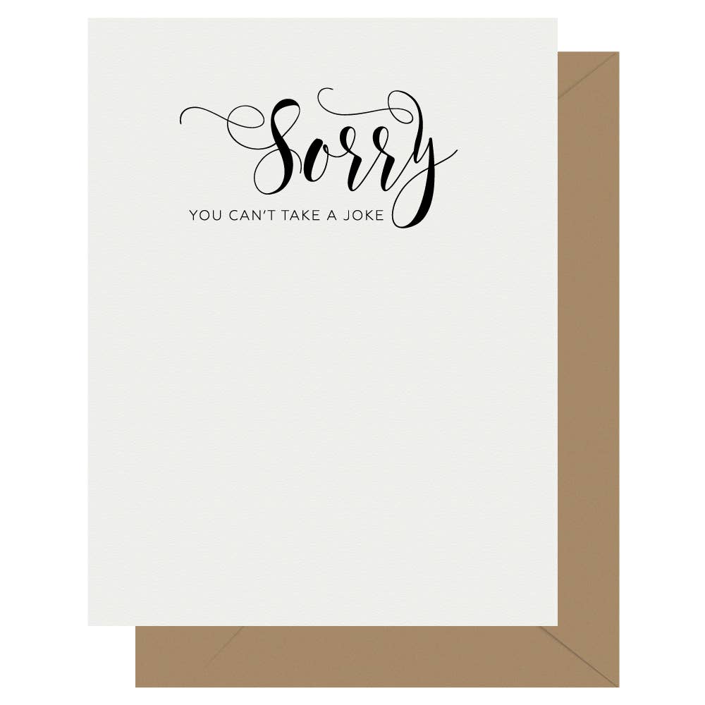 Crass Calligraphy Sorry Letterpress Greeting Card
