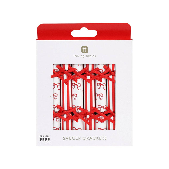 Christmas Bow Saucer Crackers 8 Pack