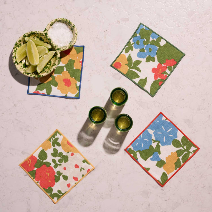 Million Flowers Linen Cocktail Napkins | Set of 4
