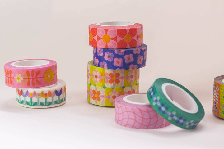 Tulip Dance 15mm • Retro Floral Washi Tape