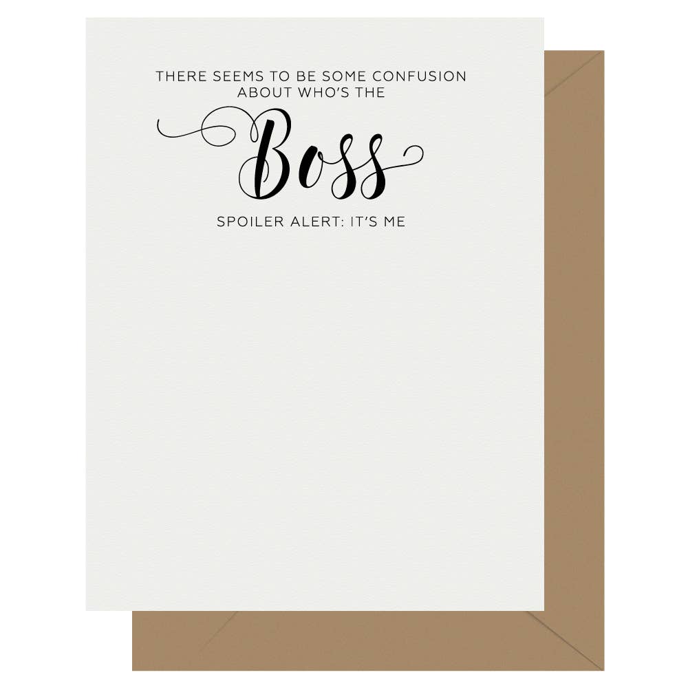 Crass Calligraphy Boss Letterpress Greeting Card