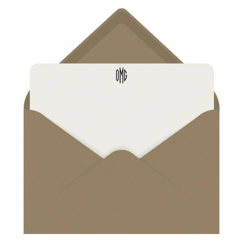 Note Cards Letterpress OMG Monogram - Boxed Set of 8