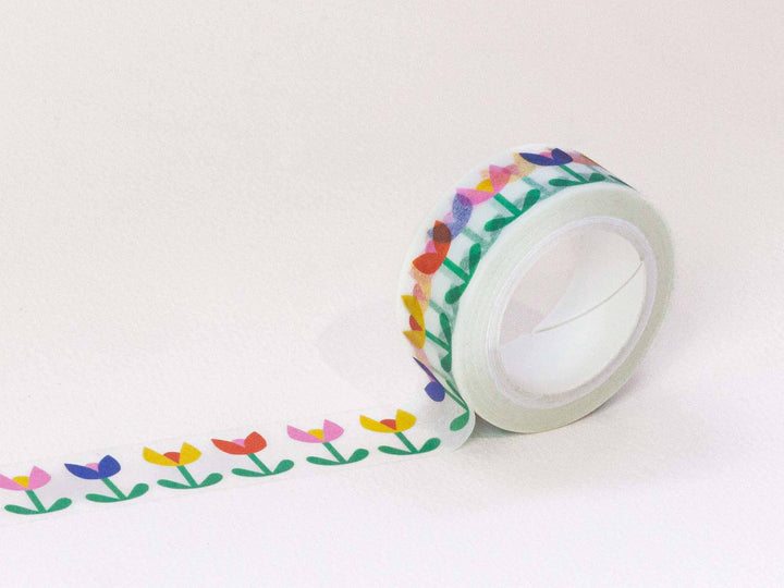 Tulip Dance 15mm • Retro Floral Washi Tape