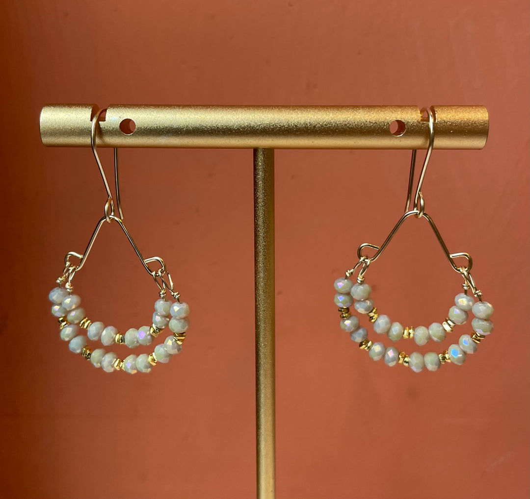 Sandy quartz and gold vermeil on gold fill wire earring