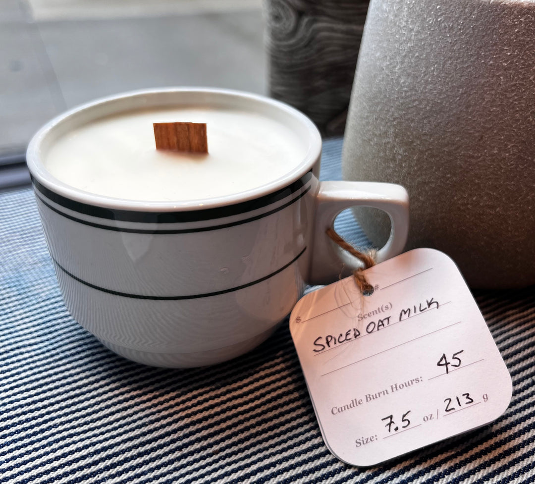 Glow to Grow Striped Mug Candle Spiced Oat Milk