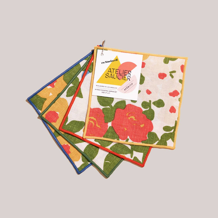 Million Flowers Linen Cocktail Napkins | Set of 4
