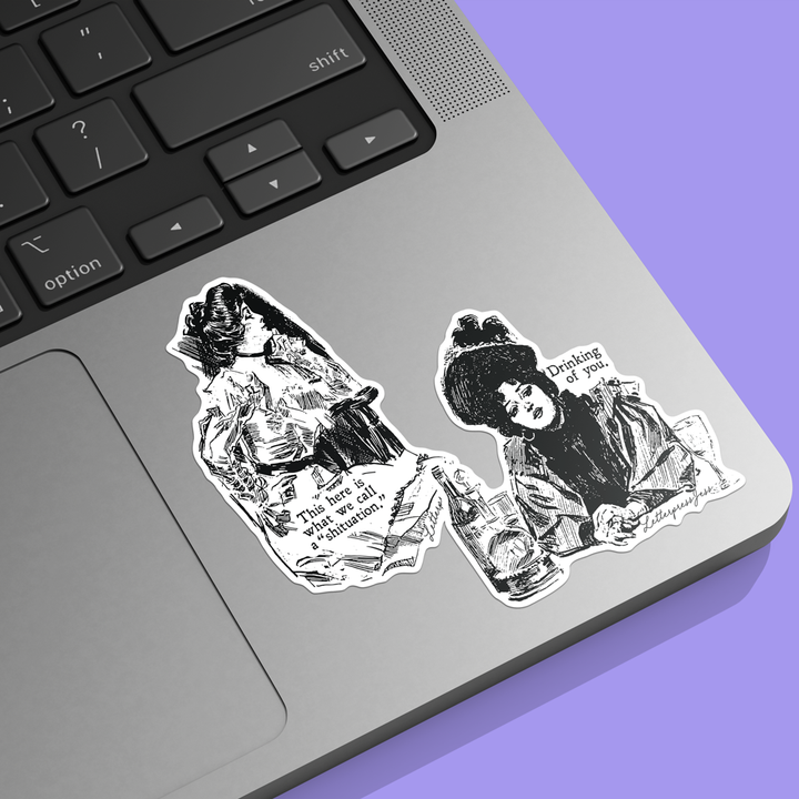 Gibson Girl Drinking of You Sticker