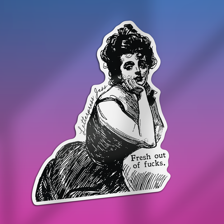 Gibson Girl Fresh Out of Fucks Sticker