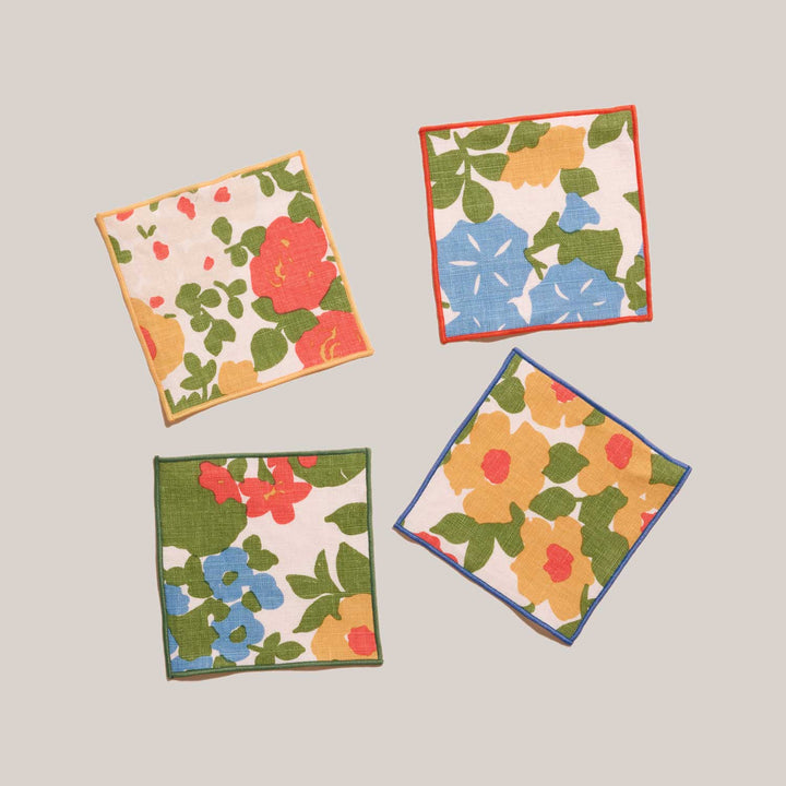 Million Flowers Linen Cocktail Napkins | Set of 4