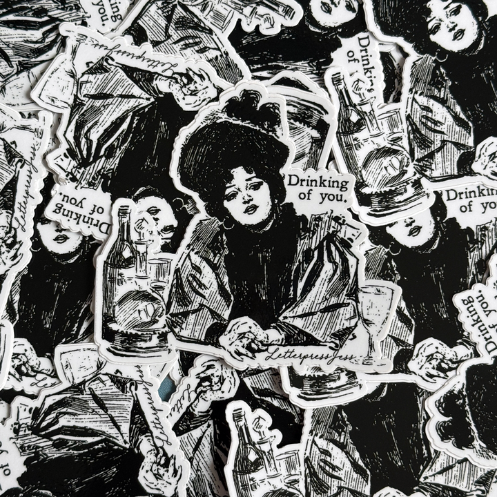 Gibson Girl Drinking of You Sticker