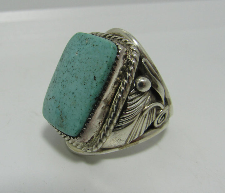 SILVER RAY TURQUOISE STERLING RING SIZE 9 14G