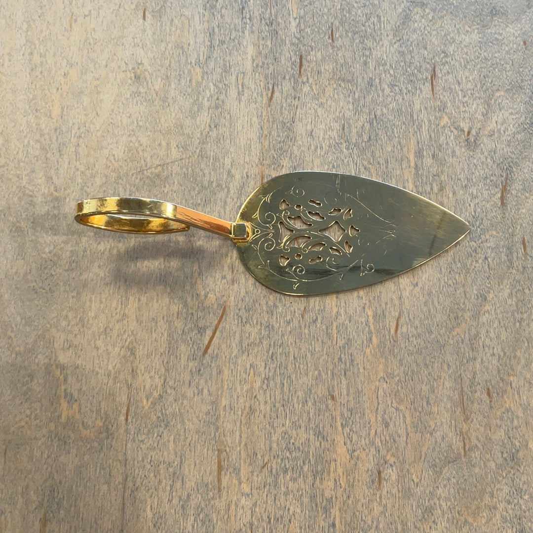 short gold toned cake server