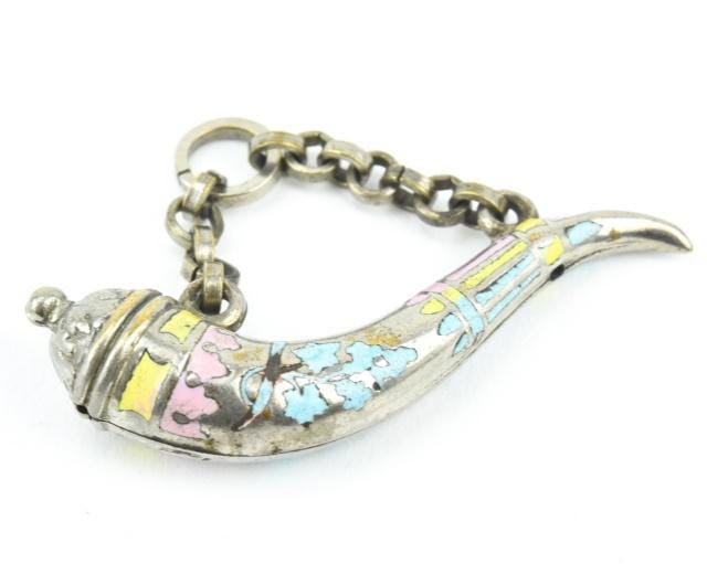 Antique 19th C Silver & Champleve Enamel Pendant