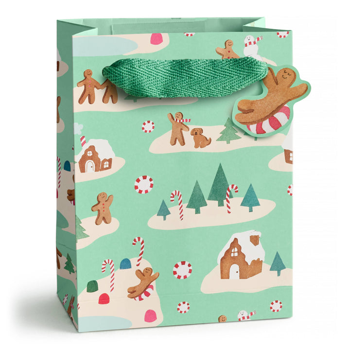 Mint Gingerbread Village Gift Bag, Small