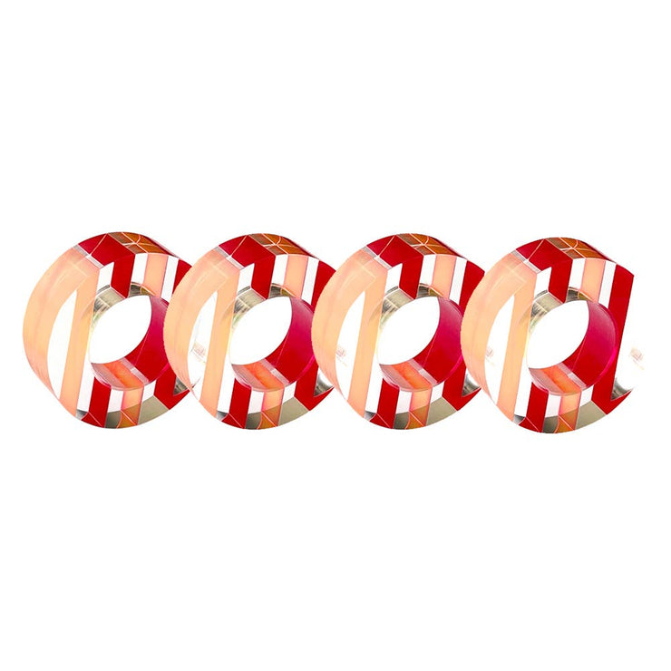 Napkin Rings - Set of 4: Red-Orange / Square