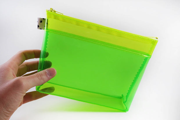 Yellow & Green Vinyl Flat-Bottom Pouch