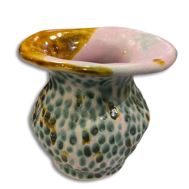 PINK & GREEN Textured Lip Vase
