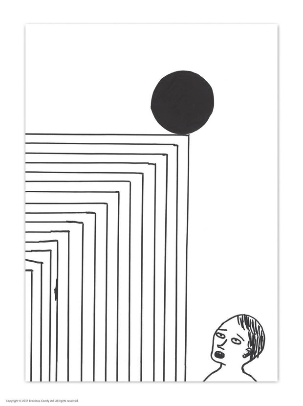 A6 Art Postcard By David Shrigley - Falling Ball