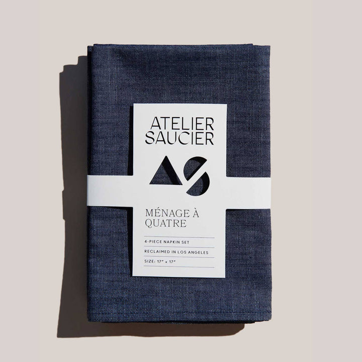 Dark Denim Linen Napkins | Set of 4