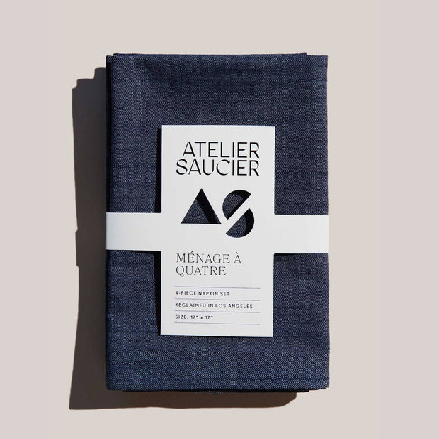 Dark Denim Linen Napkins | Set of 4