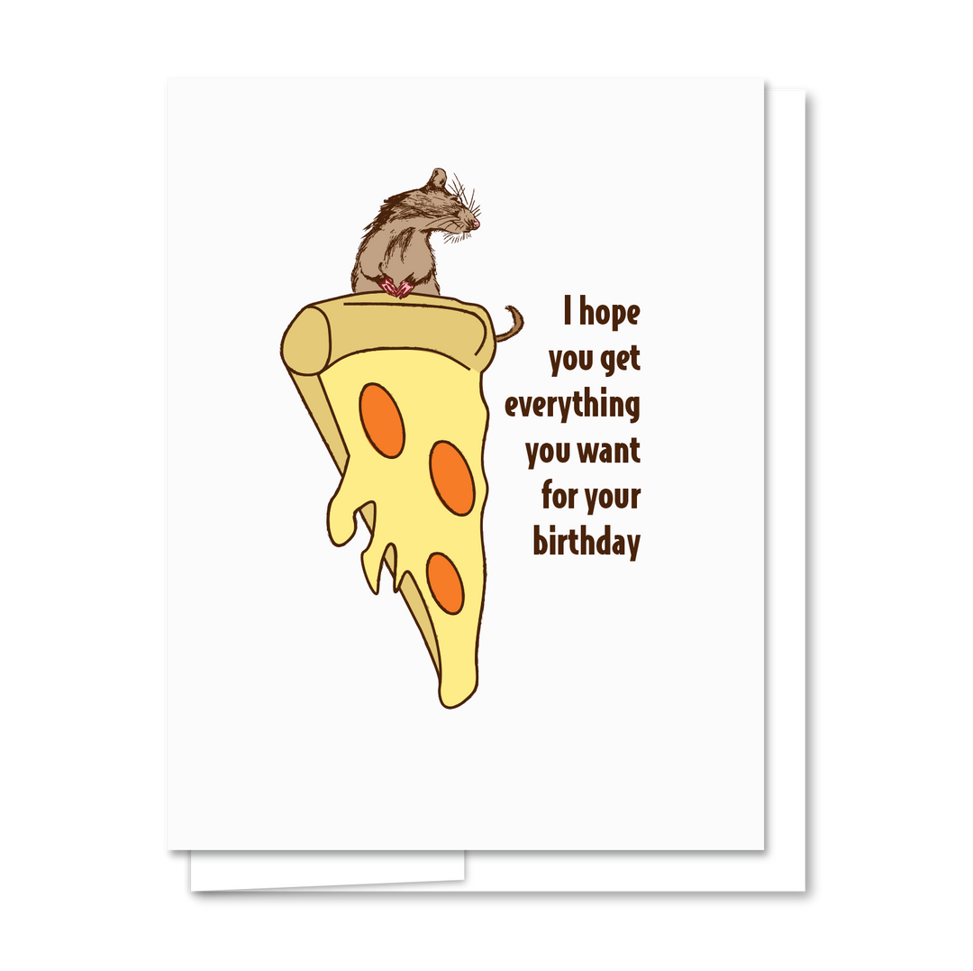 Pizza Rat - Letterpress Funny Birthday Card