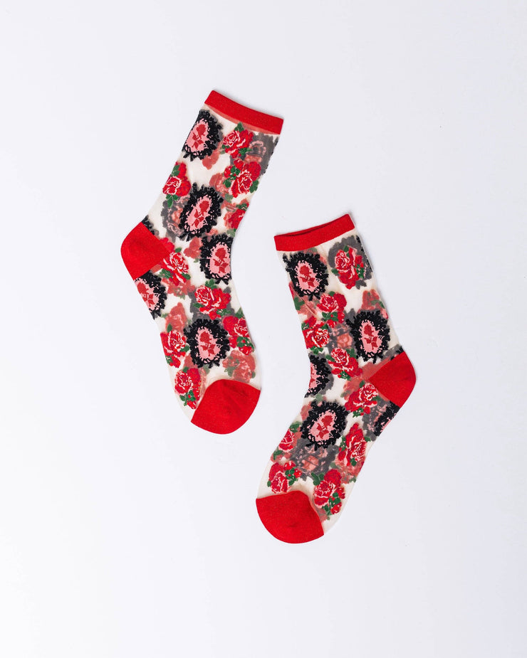 Cameo Rose Sheer Crew Sock