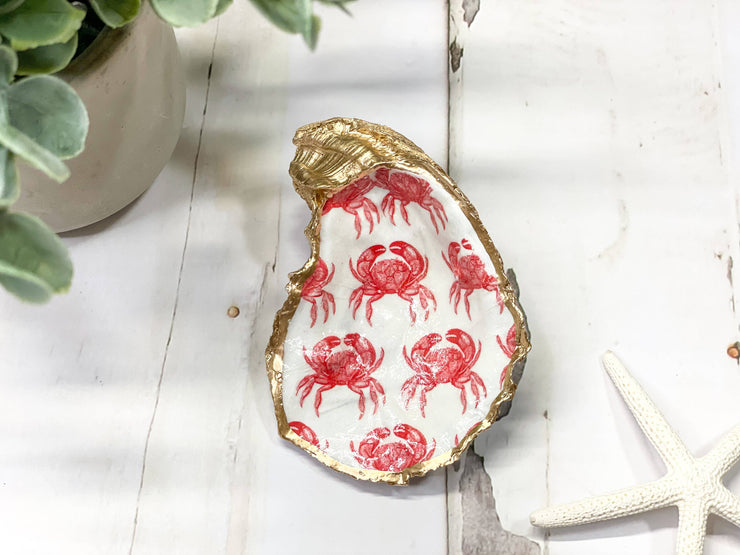 Red Crabs Oyster Trinket Dish