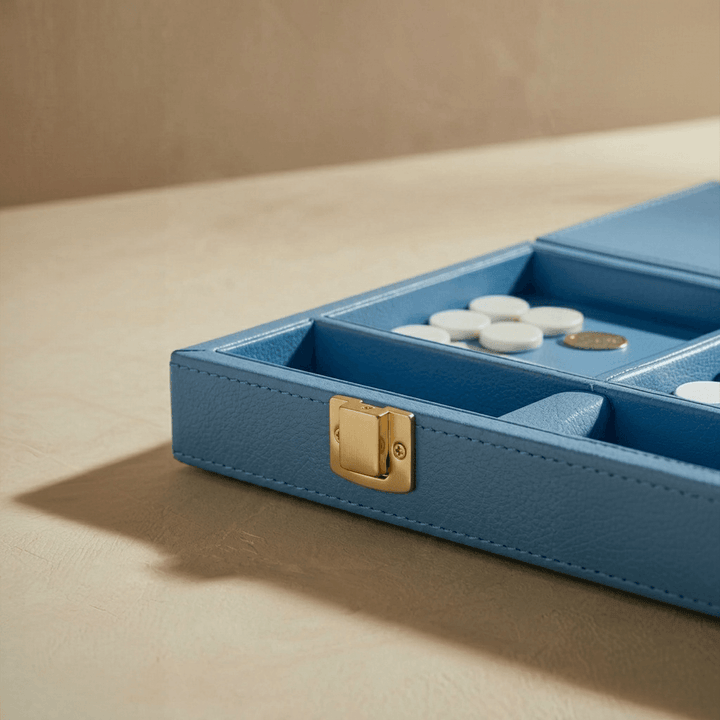 Leather Backgammon Set - Blue And Black