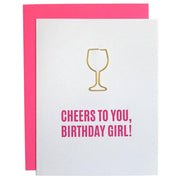 Cheers Birthday Girl Paper Clip Letterpress Greeting Card