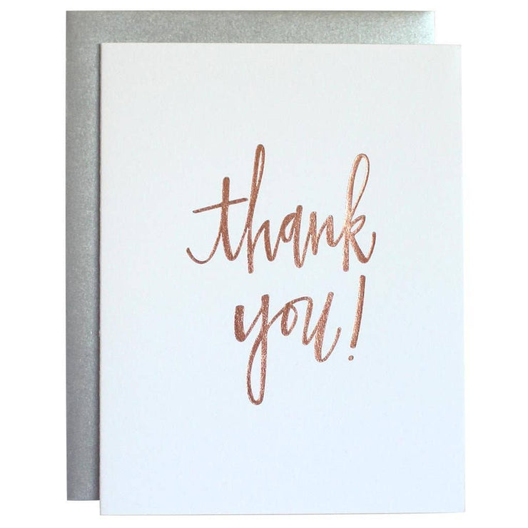 Thank You Rose Gold Letterpress Greeting Card