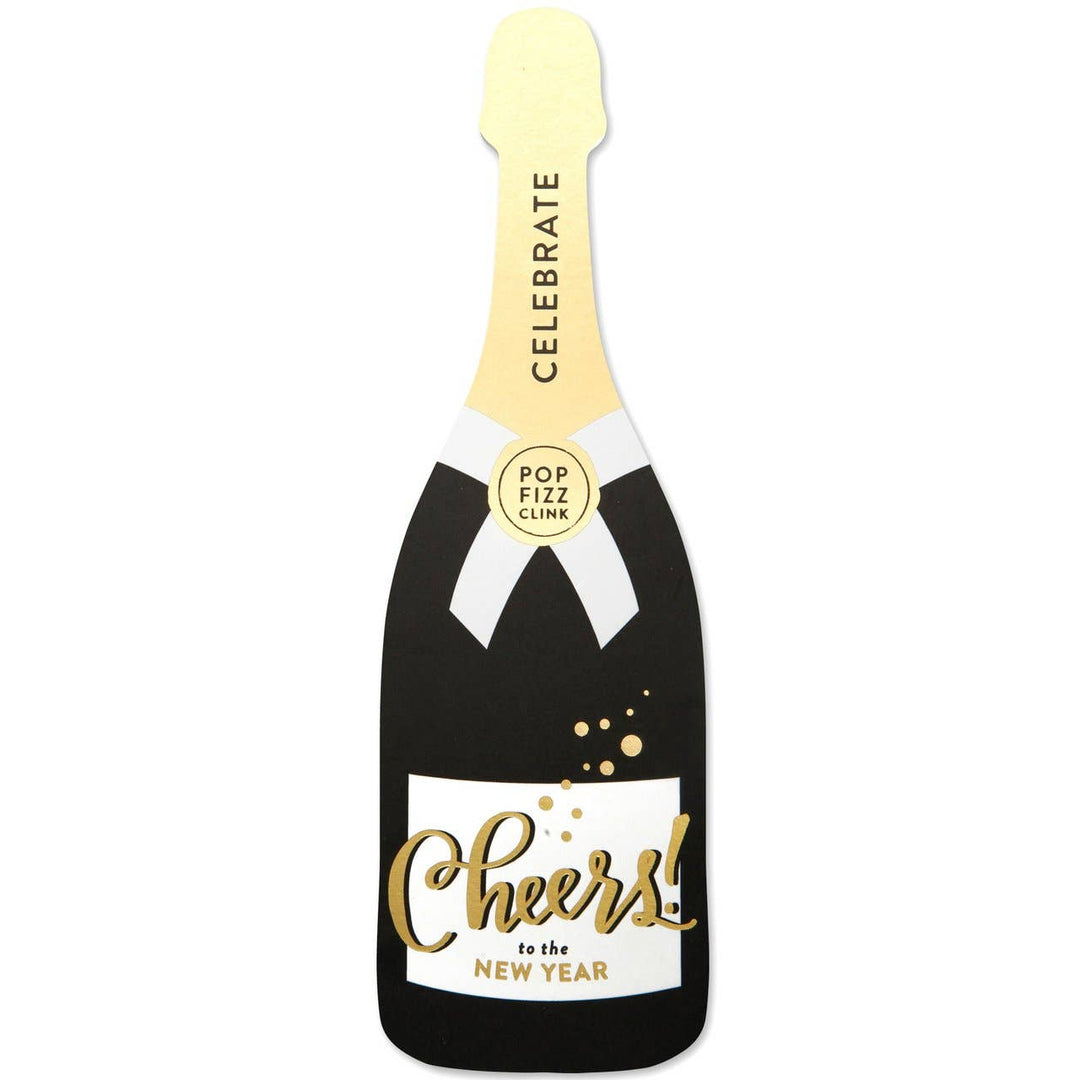 New Year Champagne Die Cut Holiday Card