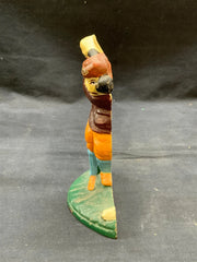 Vintage Painted Cast Iron Gold Figural Doorstop