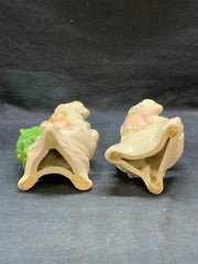 Pair Vintage Ceramic Putti Figural Candle Holders