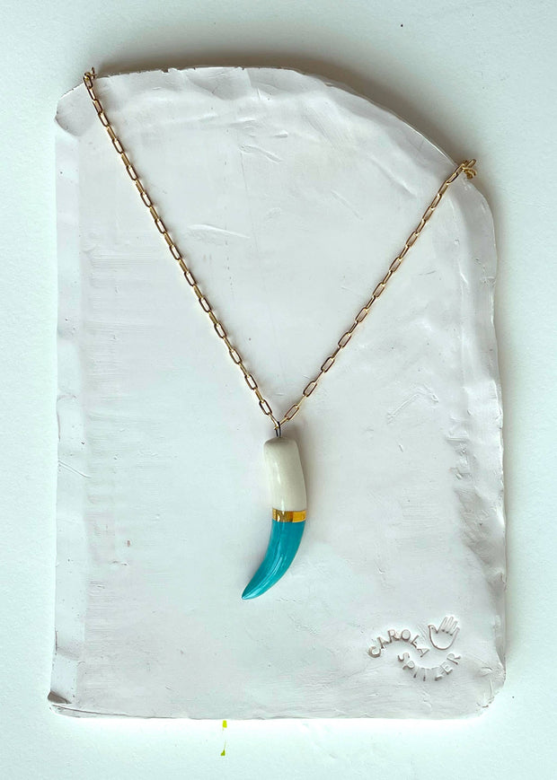 Shark tooth necklace: Medium blue