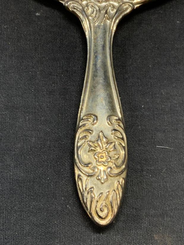 Vintage Silver Tone Repousse Hand Mirror