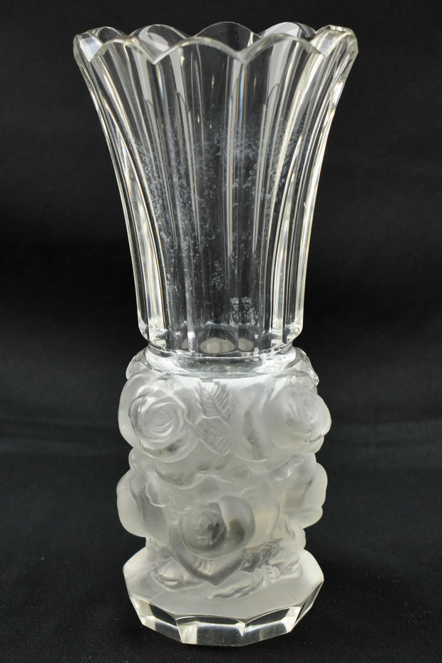 Molded Glass Vase with Rose Details