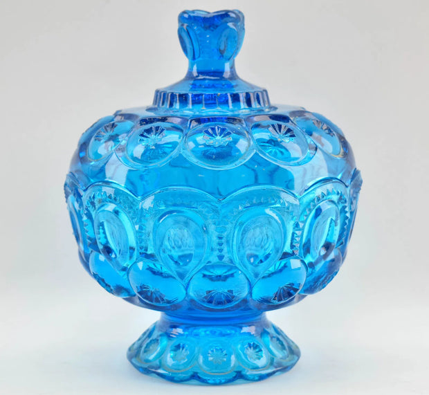 Vintage Lidded Candy Dish in Blue