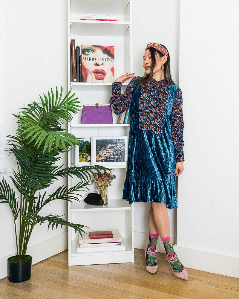 English Rose Black Sheer Crew Sock