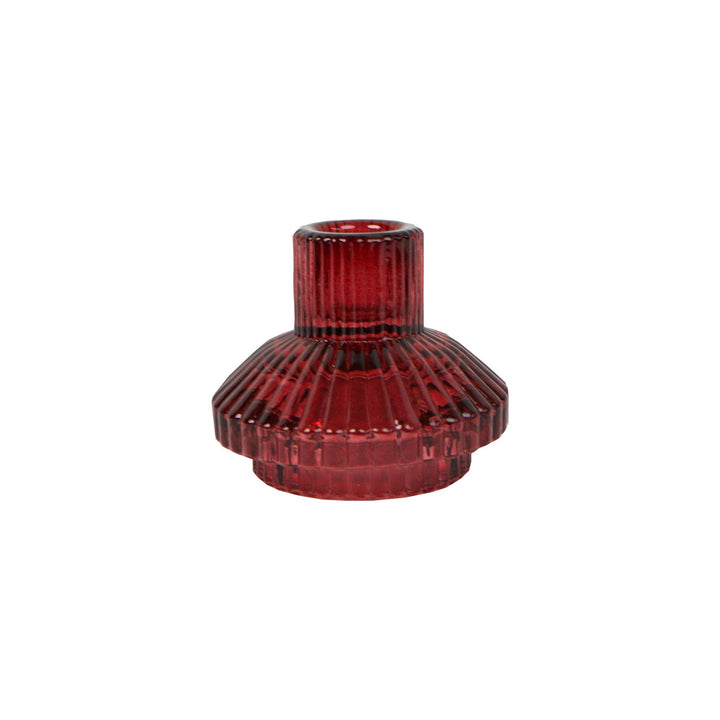 Small Burgundy Red Glass Candleholder
