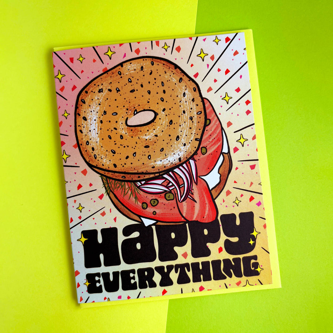 Happy Everything Bagel Holiday Card: Single card