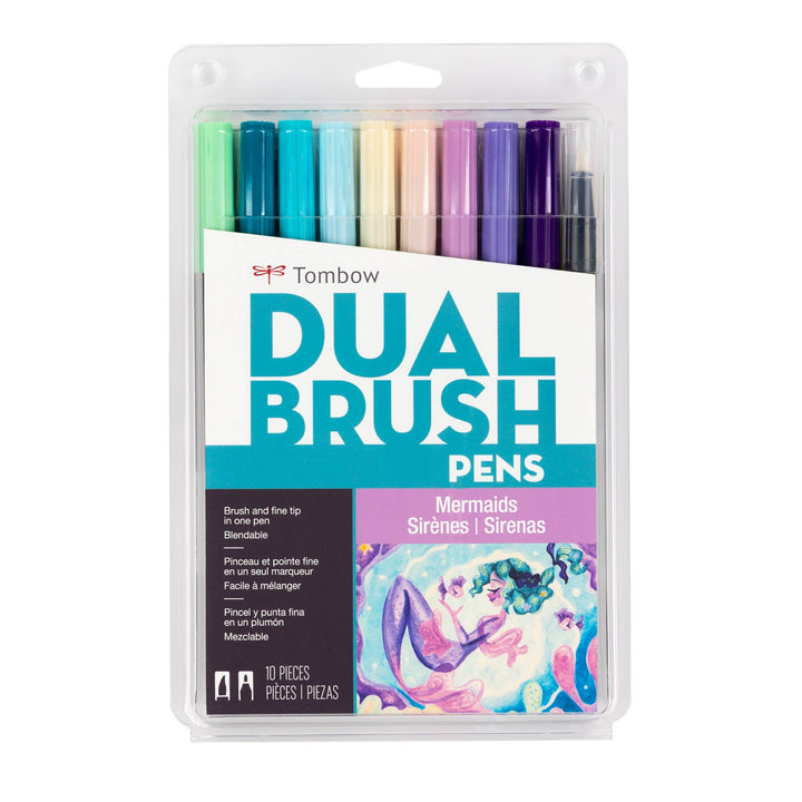 Dual Brush Pen Art Markers, Mermaids 10-Pack