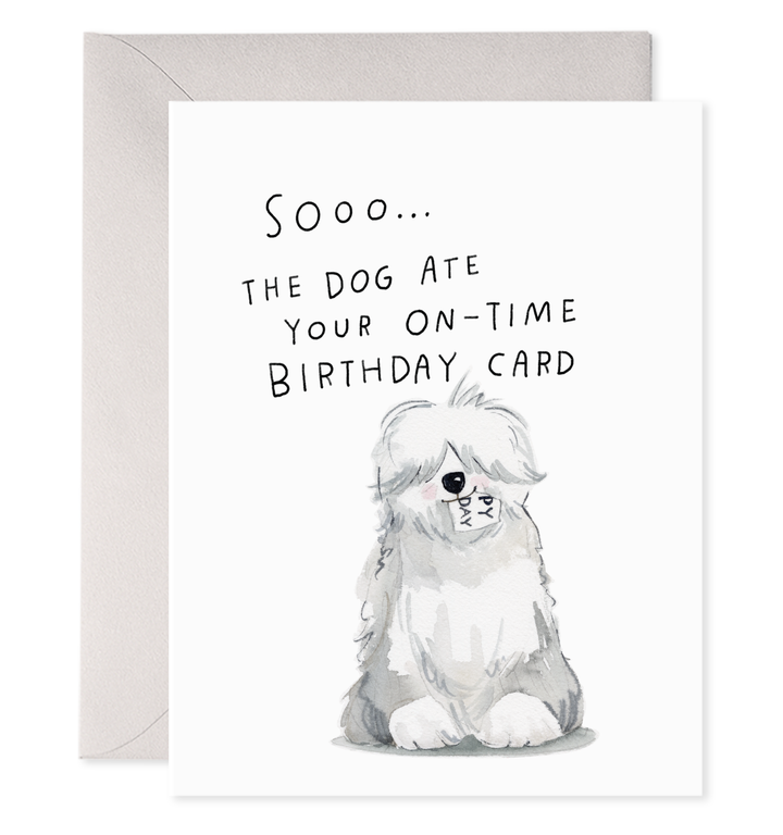 Sheepdog Belated Birthday Greeting Card