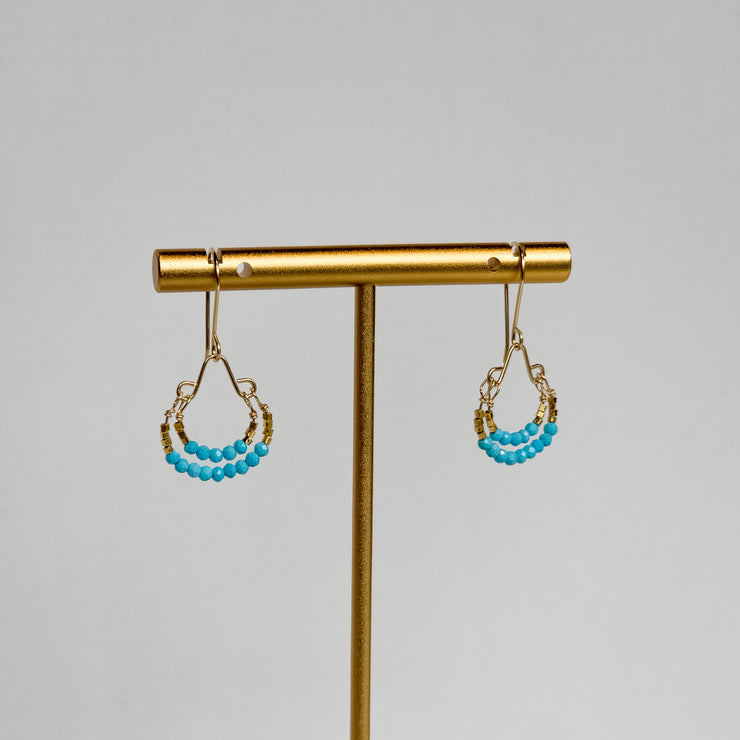 Turquoise and Gold Double Hoop Earring