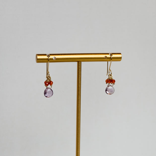 Carnelian and Amethyst bead earrings