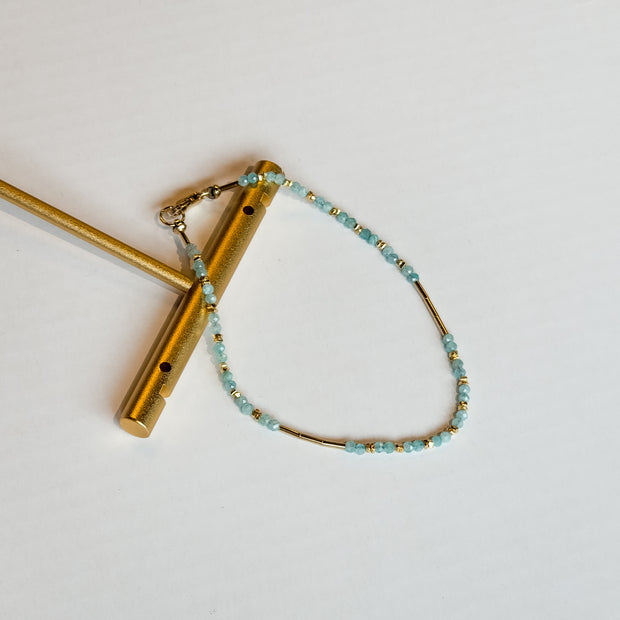 Amazonite and gold bead bracelet
