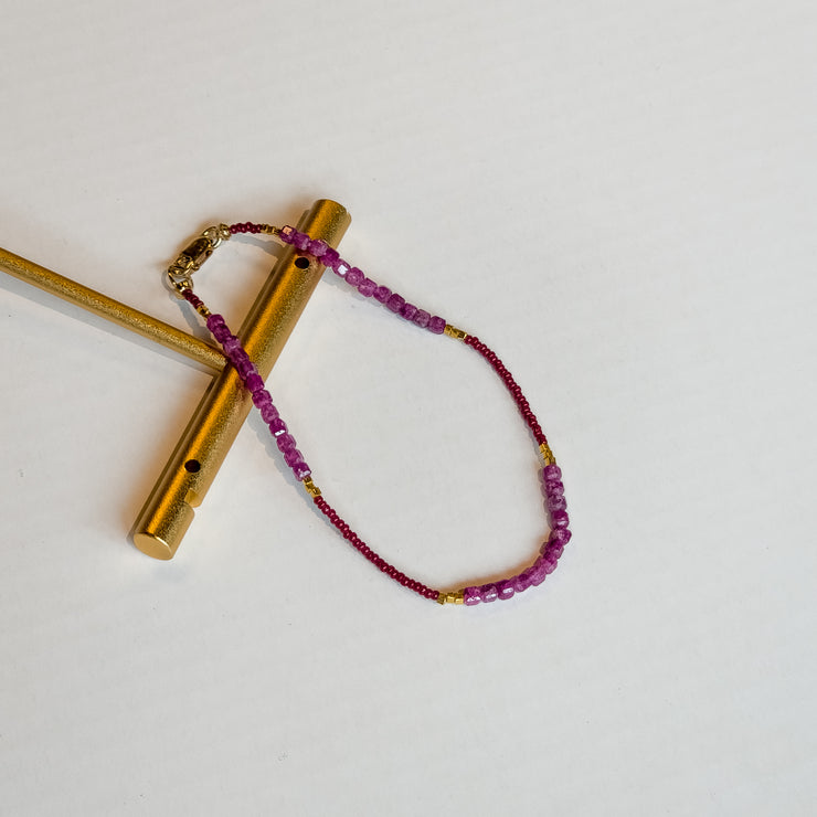 Seed bead and ruby bracelet