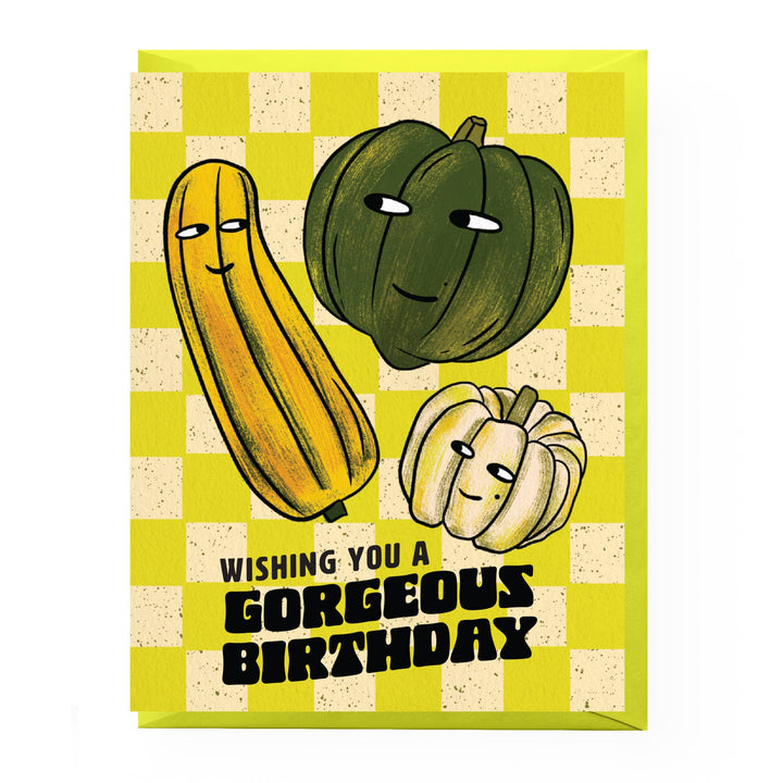 Gourd Fall Birthday Card: Clear sleeve