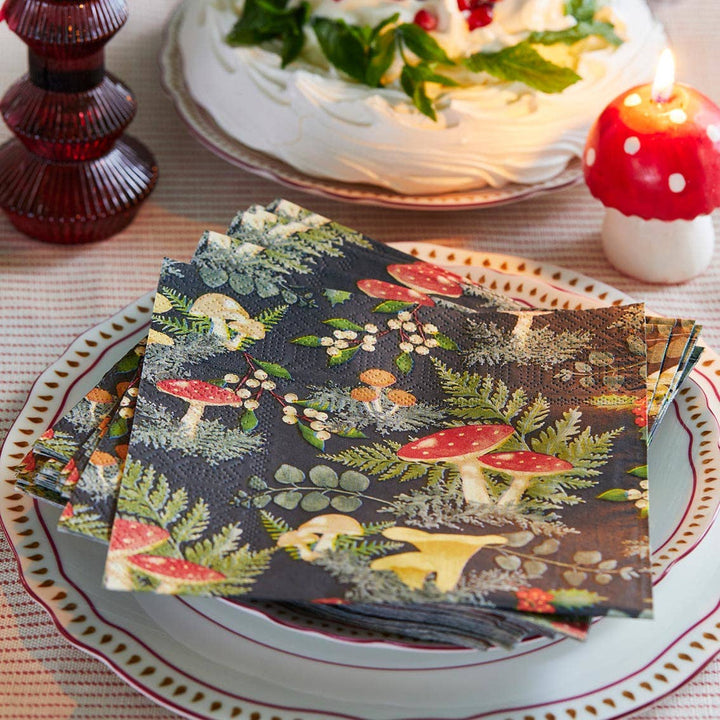 Mushroom Christmas Napkin 20 Pack