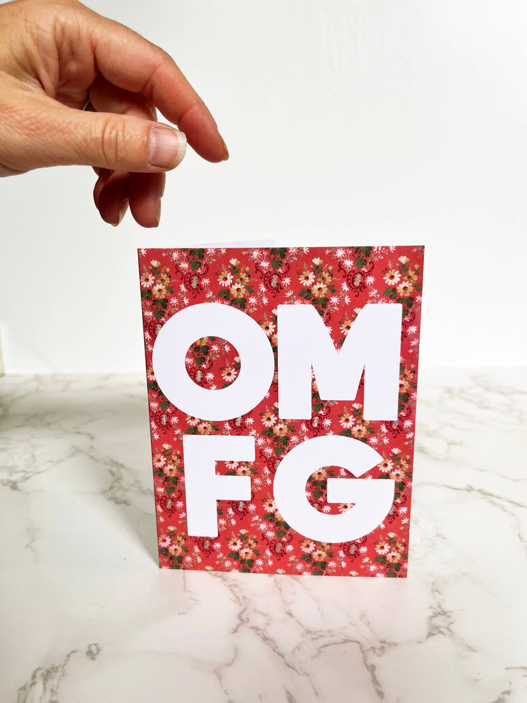 OMFG Cute Floral Card All Occasion Funny Card